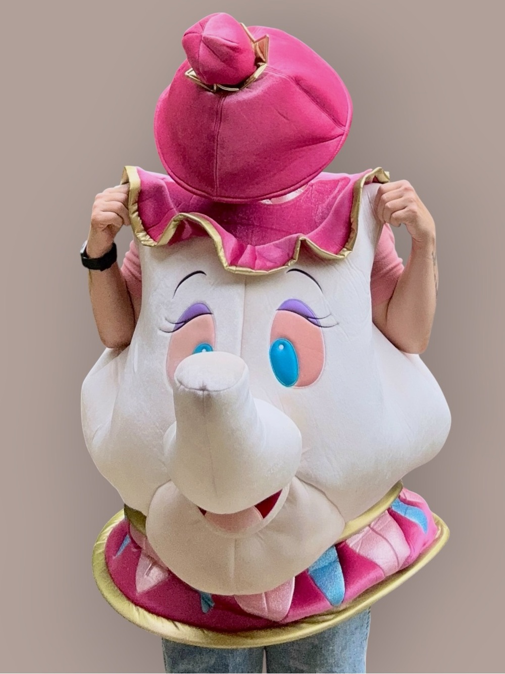 Vintage 1990s Disney Mrs. Potts Cosplay Costume Teapot & Lid Hat (Size Medium)